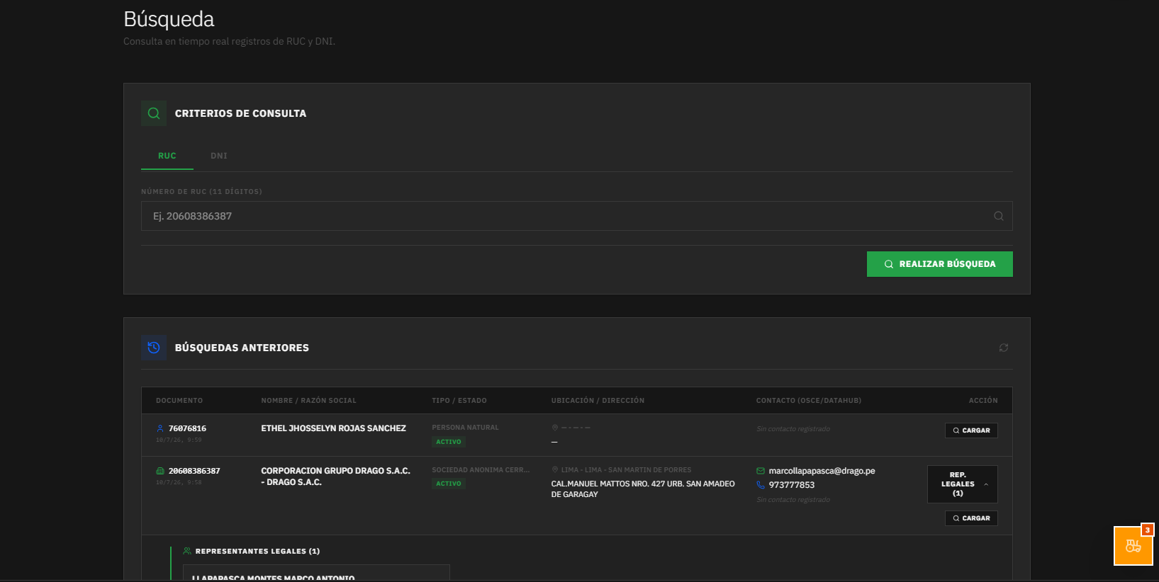Buscador de Datos de Identificación