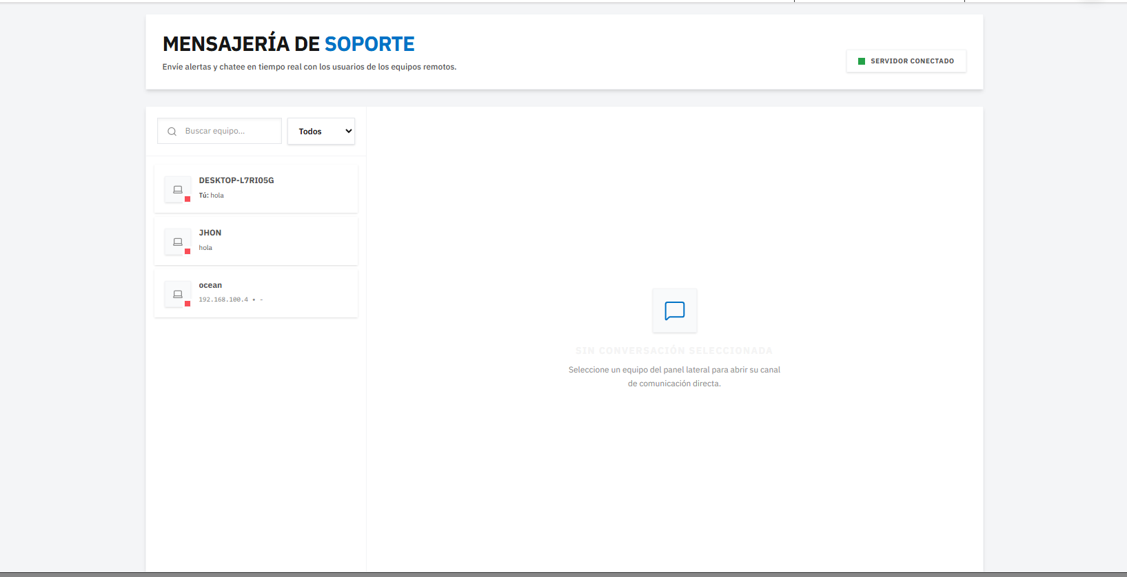 Mensajería de Soporte Integrada