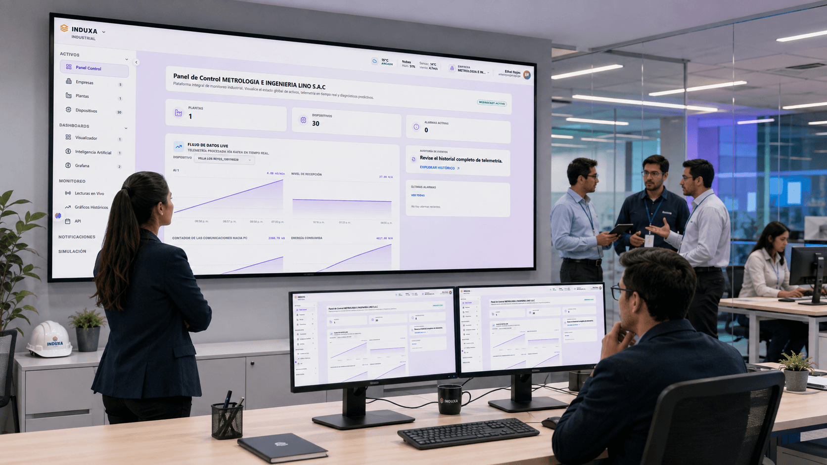 Dataloggers, tags y valores, visualizados en Grafana.